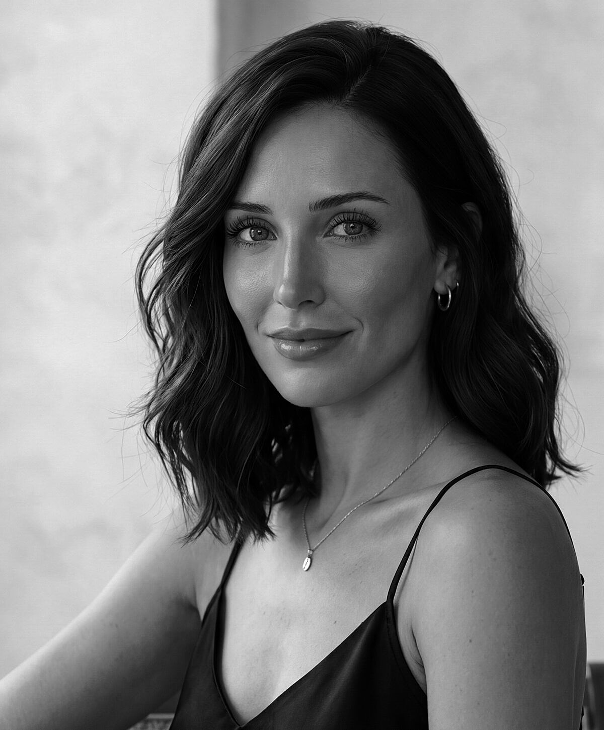 Portrait of a woman with wavy hair.