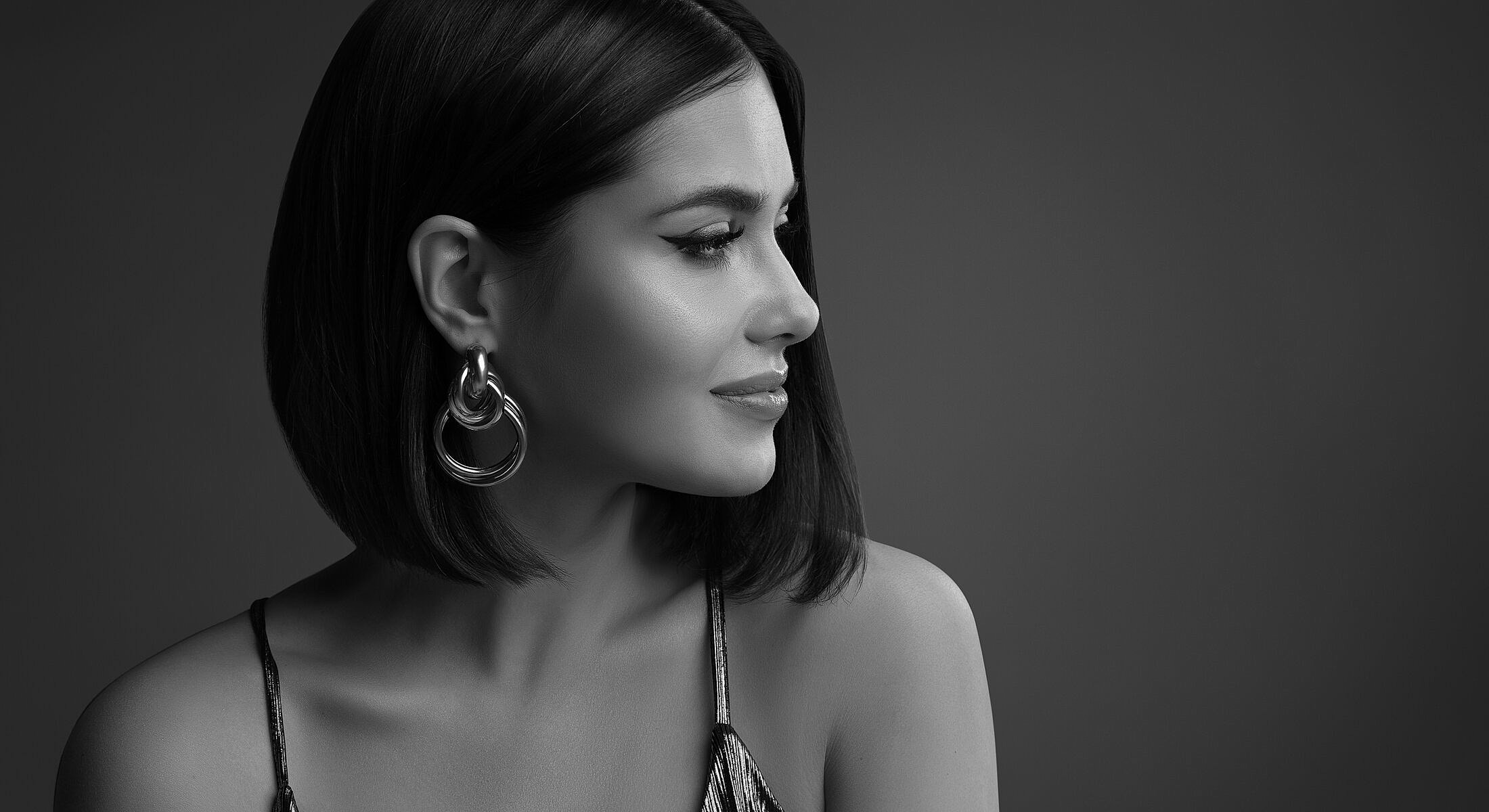 Black and white portrait of a woman.