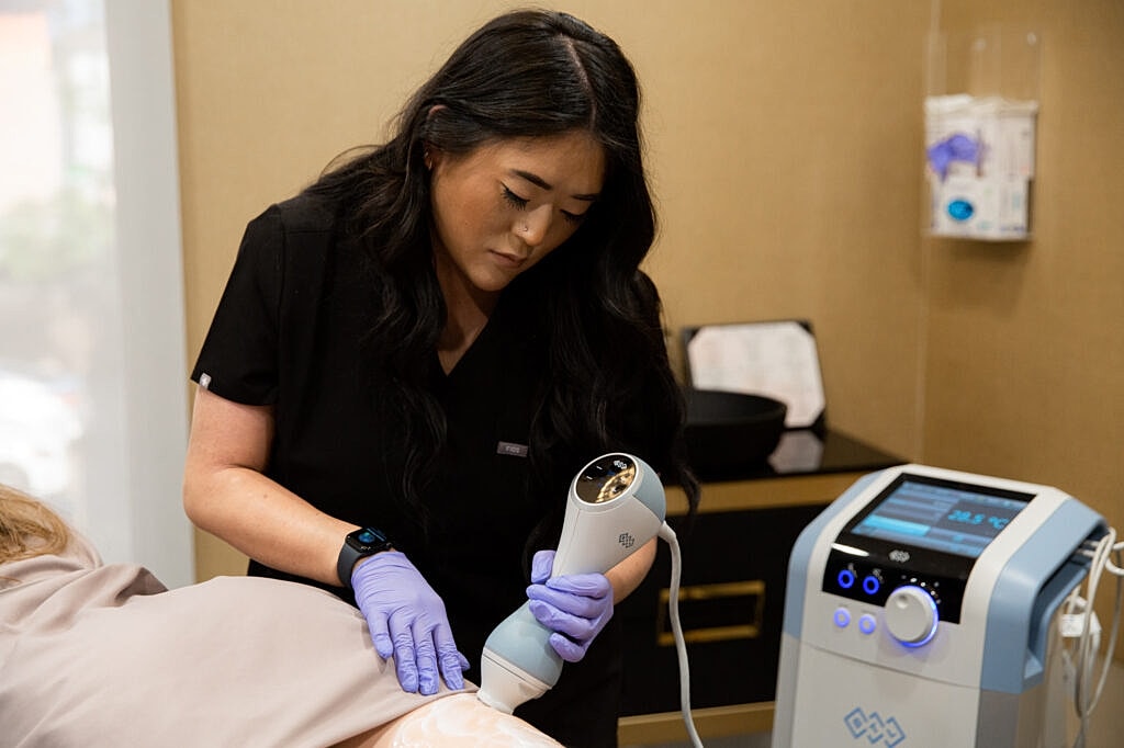 Skin treatment session with a professional.